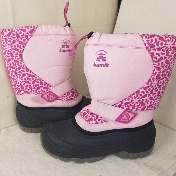 Kamik Winter Snow Boots woman 6 insulated slip-on pink removable liner preowned - Picture 1 of 12